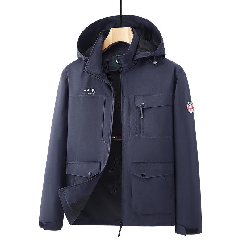 Новые куртки для активного отдыха среднего и пожилого возраста с несколькими карманами и съемными капюшонами, свободные ветрозащитные куртки больших размеров на весну и осень для мужчин