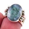 Emerald(Simulated) Handmade 925 Sterling Silver Jewelry Two Tone Ring S.6 o0Y11