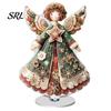 Cute Holiday Desktop Figurine Christmas Gingerbread Cupcake Rotating Acrylic Ornament, 2D Flat Rotatable Retro Angel Desk Decorative Plaque with Base