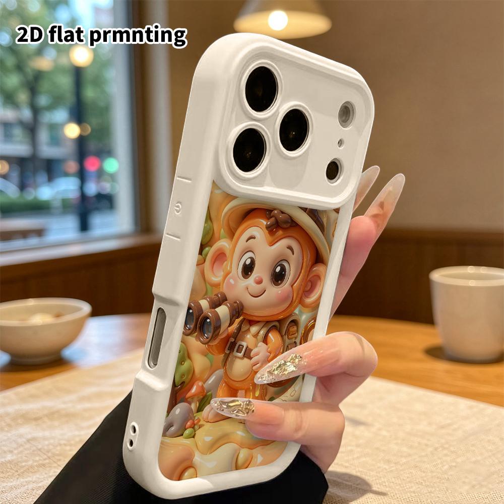 Phone case: 2D flat design, suitable for iPhone 18 17 16 15 14 13 Pro protective case, adventure little monkey, perfect Christmas and Halloween holida