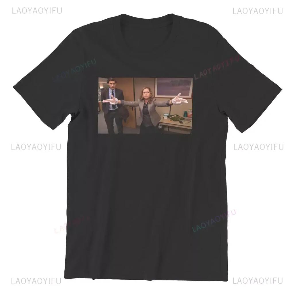 Юмористическая футболка Пэм и Джима для мужчин Офис Халперт Большая Туна Юмористические футболки Круглый вырез Короткий рукав Футболки с принтом Хлопковые топы