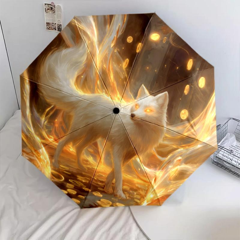 Узор с лисами, автоматический складной зонт, портативная и складная конструкция, 8 спиц, рождественский или день рождения подарок.