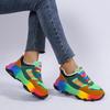 Большие размеры повседневные одинарные туфли с радужной подошвой, модные на шнуровке, дышащие, повседневные спортивные одинарные туфли для женщин