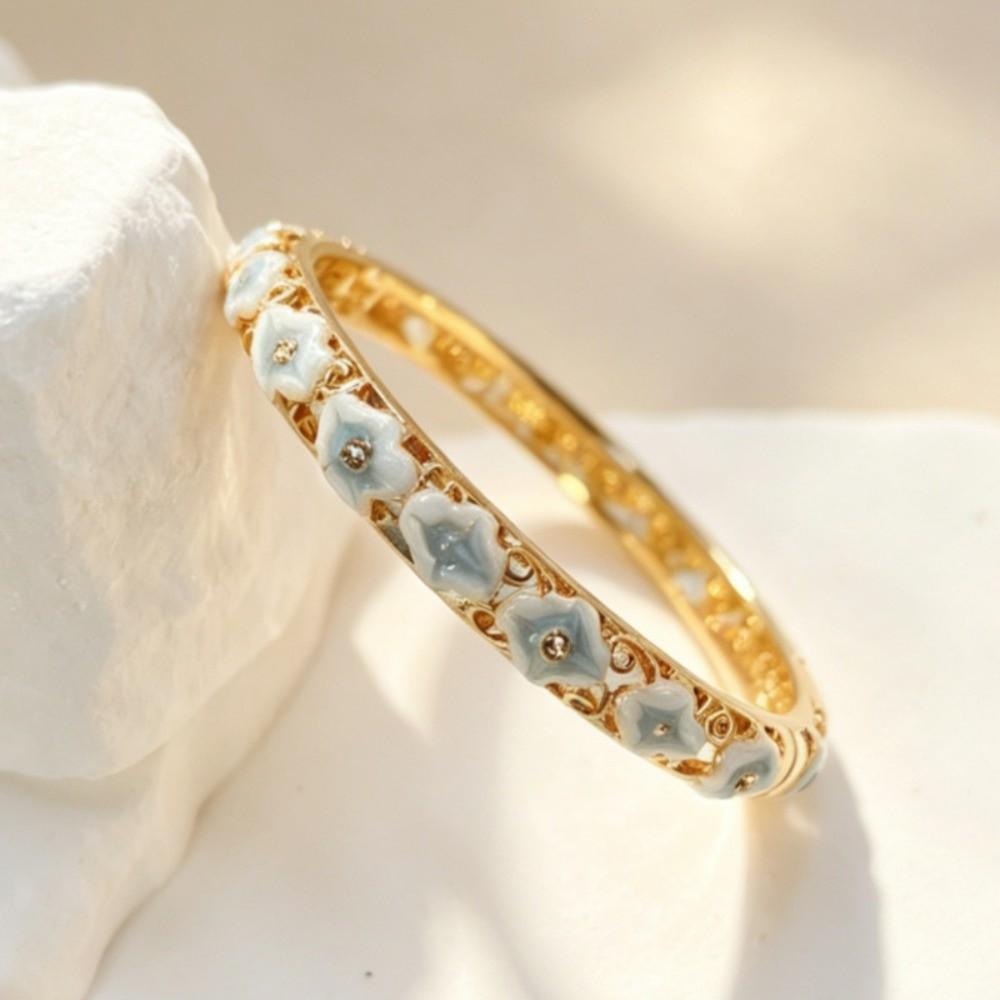Enamel Floral Chinese Flower Bangle Colorful Women's Hand Bracelet Vintage Cloisonne Bangle Girls
