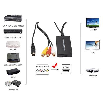Конвертер S-Video в HDMI Адаптер AV в HDMI Конвертер RCA Поддержка 1080P