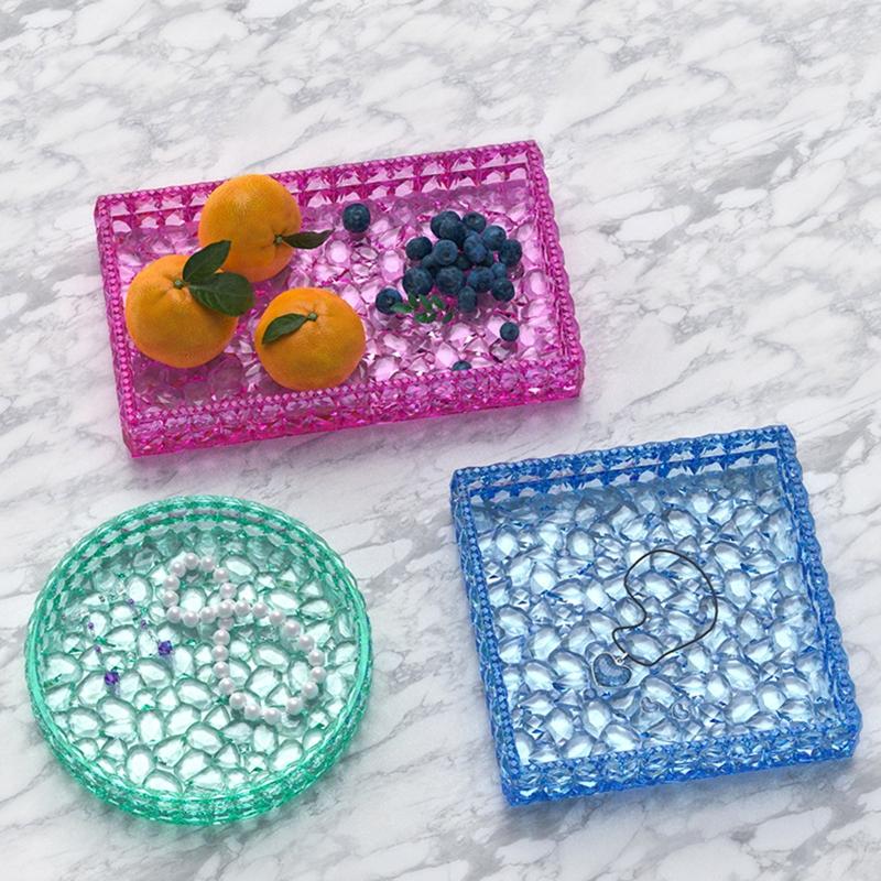 Формы для фруктовых подносов DIY Формы для эпоксидных подстаканников Алмазный узор Форма для хранения с текстурой Эпоксидная форма для DIY-литья Домашний декор
