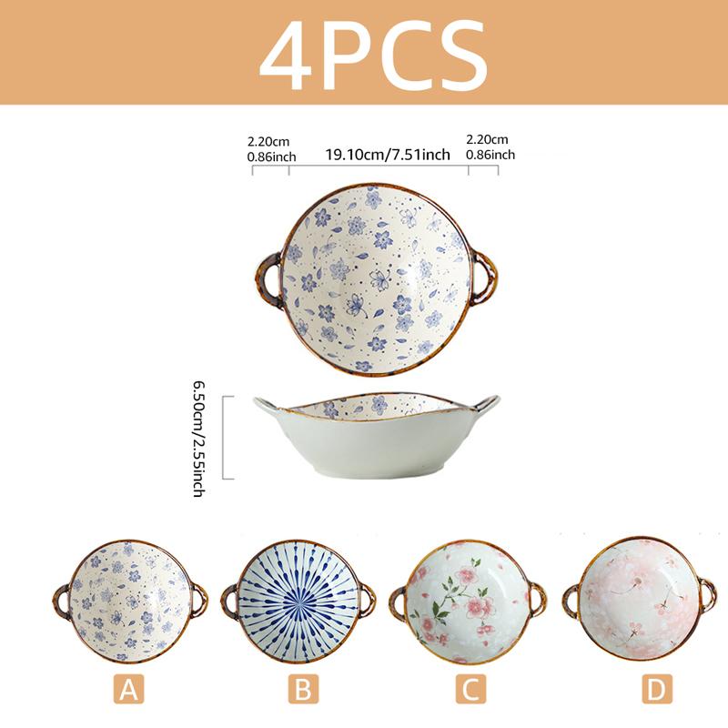 7,5-дюймовая японская домашняя миска для лапши, керамическая миска для супа с ручкой, миска для салата, пасты, кухонная посуда, микроволновая печь, посуда для выпечки