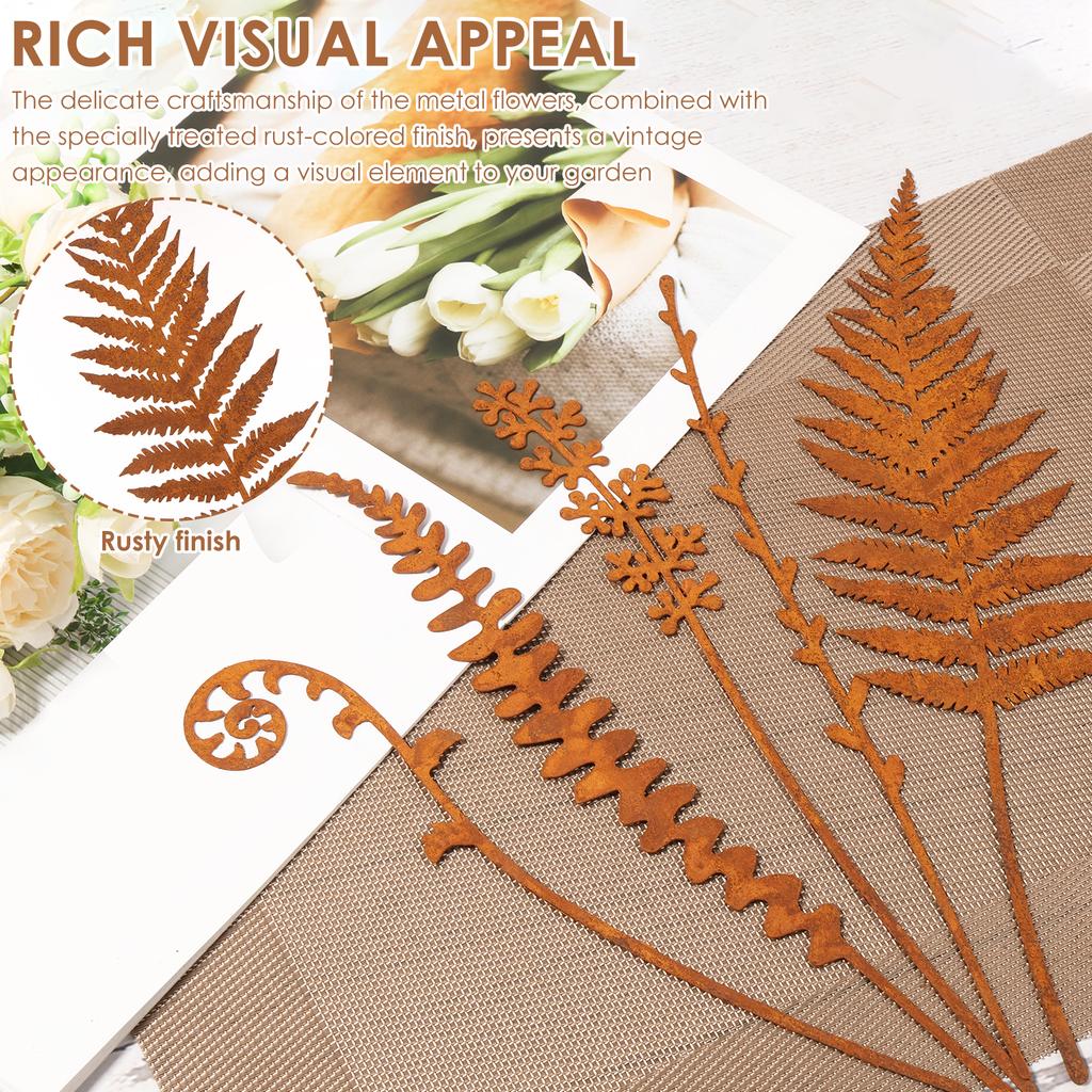 5Pcs Metal Garden Decorative Outdoor Vintage Style Garden Stake for Yard Art Lawn Porch Pathway Decorations Accessories