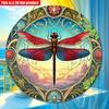 2D Flat 20*20cm 1pc Vintage Bright-coloured Dragonfly Sign Round Wall Deco, Dragonfly Theme Wooden Gift For Women, Room Decor Aesthetic Entrance Decor