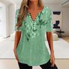 Женский топ больших размеров на пуговицах с коротким рукавом и цветочным принтом, свободный повседневный