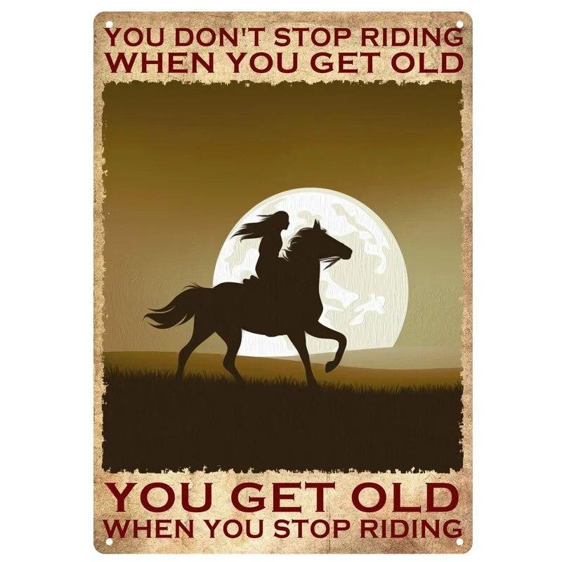 Retro Horse Make Me Happy Metal Tin Signs Vintage Posters for Garage Game Room Bar Man Cave Cafe Office Home Wall Decor Gift