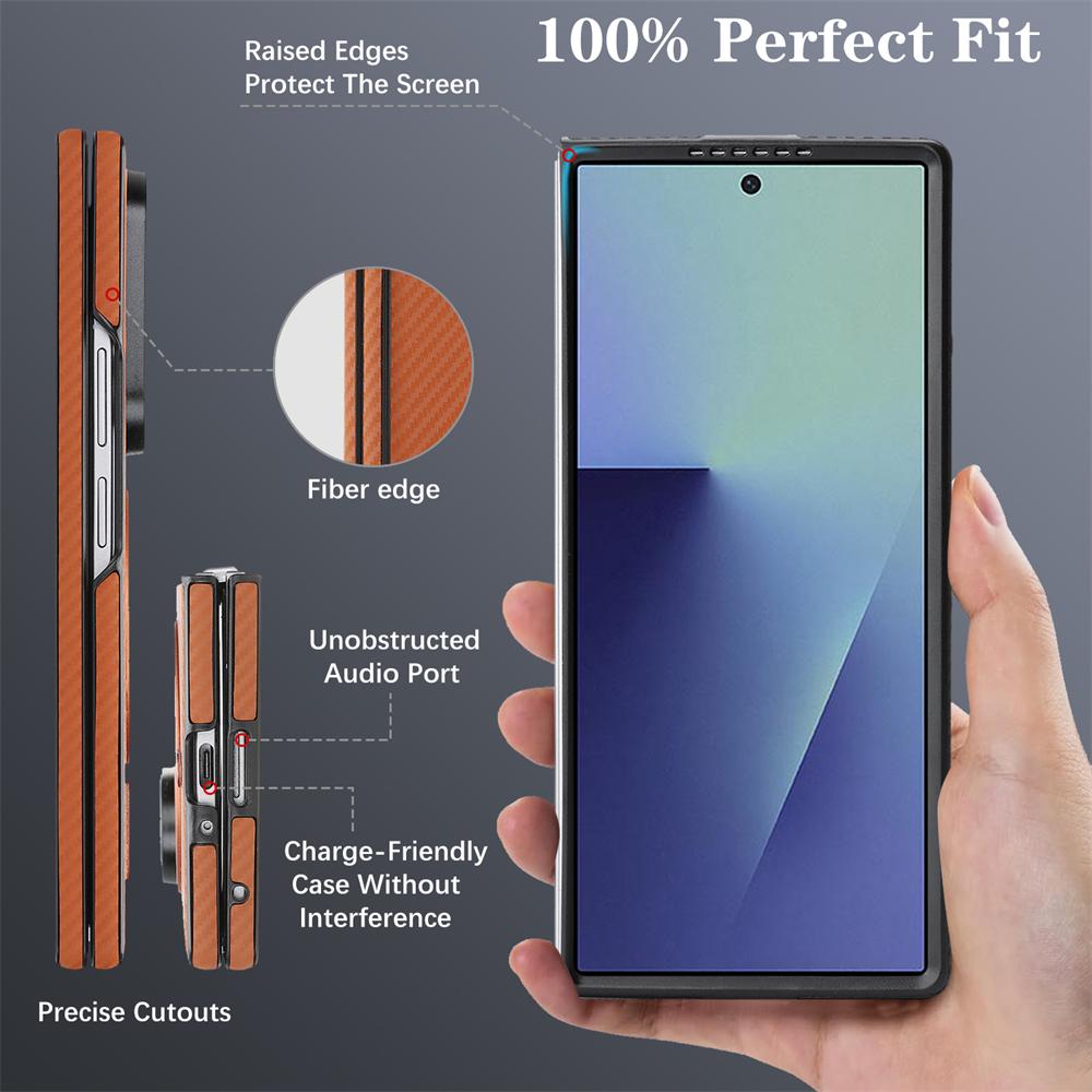 Ударопрочный Ультратонкий Кожаный Чехол из Углеродного Волокна Для Samsung Galaxy Z Fold 7 6 5 4 3 Ретро Бизнес Магнитный Для Magsafe Чехол