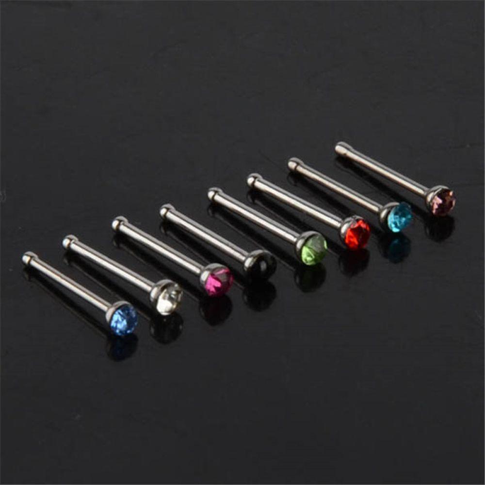 60 Pcs Girl Fashion Stainless Steel Nose Studs Ring Nose Ring Body Piercing Jewelry Rhinestone