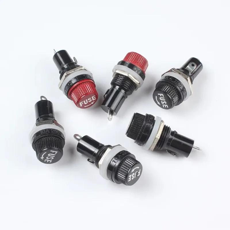 5Pcs 5x20 6X30mm Fuse Holders Black Insurance Tube Socket Fuse Holder 10A 250V AC 15A 125V AC For 5*20 6*30MM Insurance Panel
