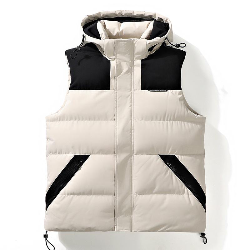 Мужской модный хлопковый жилет с капюшоном - Без рукавов, плотный и теплый для осени/зимы, унисекс.