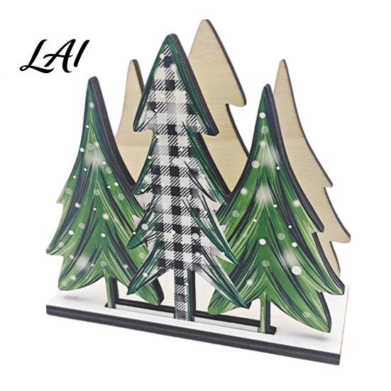 Functional Wooden Art Decor Christmas Theme Napkin Holder Decorative Holiday Paper Towel Stand Table Centerpiece Decoration HD UV Printing Organizer