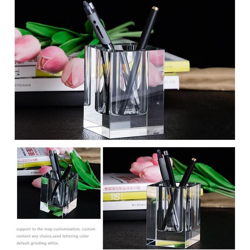 YearsCrystal Прямоугольный Стеклянный Хрустальный Держатель для Ручек с Современным Дизайном, Перемещаемый, С Возможностью Нанесения Логотипа, для Офиса, Школьных Принадлежностей