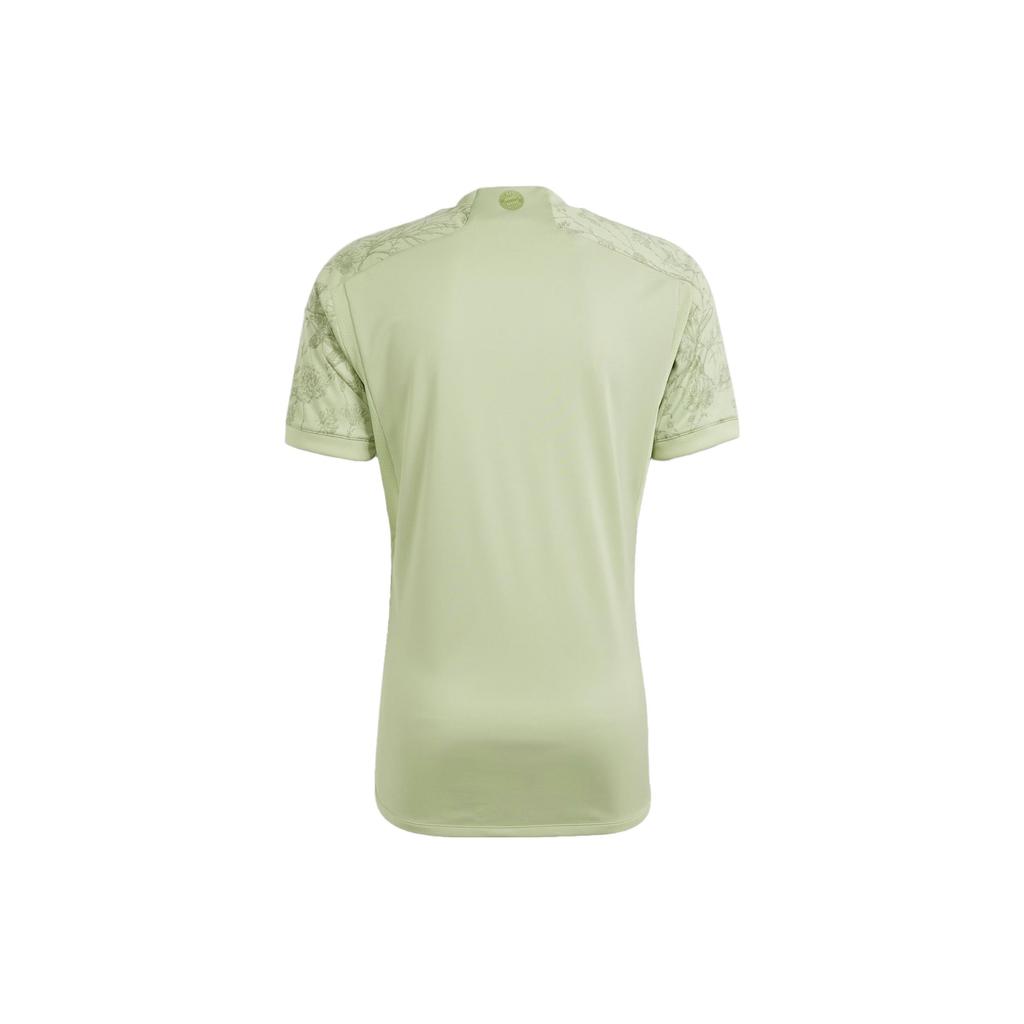Adidas Fc Bayern Wiesn Jersey Floral Pattern Round Neck Short Sleeve Soccer Shirt Men Tops Light-Green IU4750