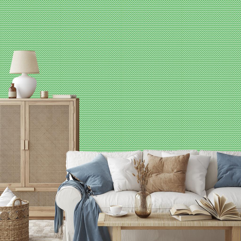 Zigzag Green Wallpaper, Green Background for Living Room and Bedroom 50x1000