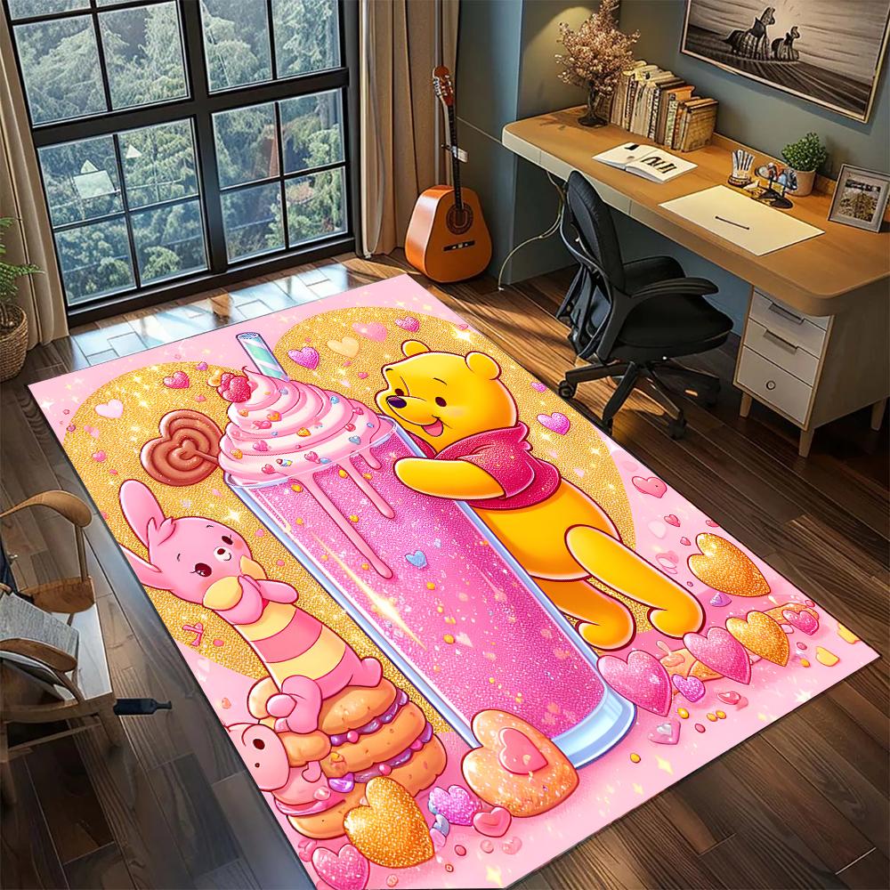 Winnie the Pooh and Friends: Heartwarming Rug Carpet Large Area Rug Non Slip Washable Floor Mat Gamer Room Bedroom Home Decor