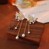 Shell Tassel Five-petal Flower Stud Earrings S911 Silver Needle Sweet Flower Earrings Tassel Long Light Luxury Earrings Earrings Women