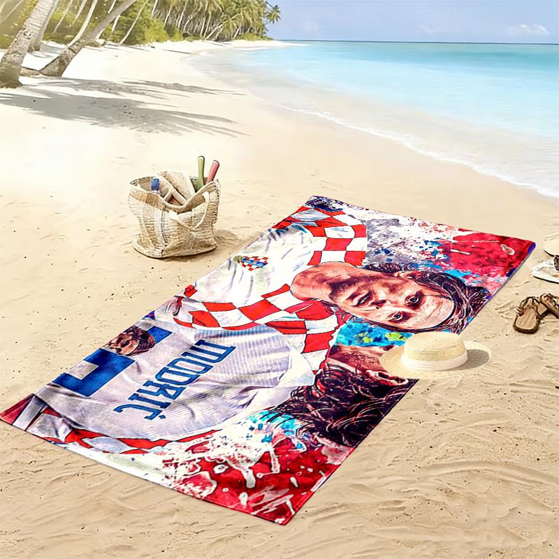 Luka Modrić Print Beach Towel, Large Soft Quick Dry Towel for Beach Camping Swimming