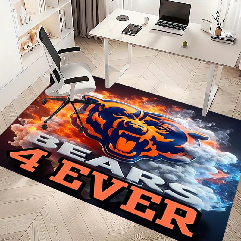 1 шт. Коврик с принтом логотипа Chicago Bears - Мягкий, Моющийся, Нескользящий, для Помещений, Декоративный Коврик для Гостиной, Домашнего Офиса, Декоративный Коврик для Офиса