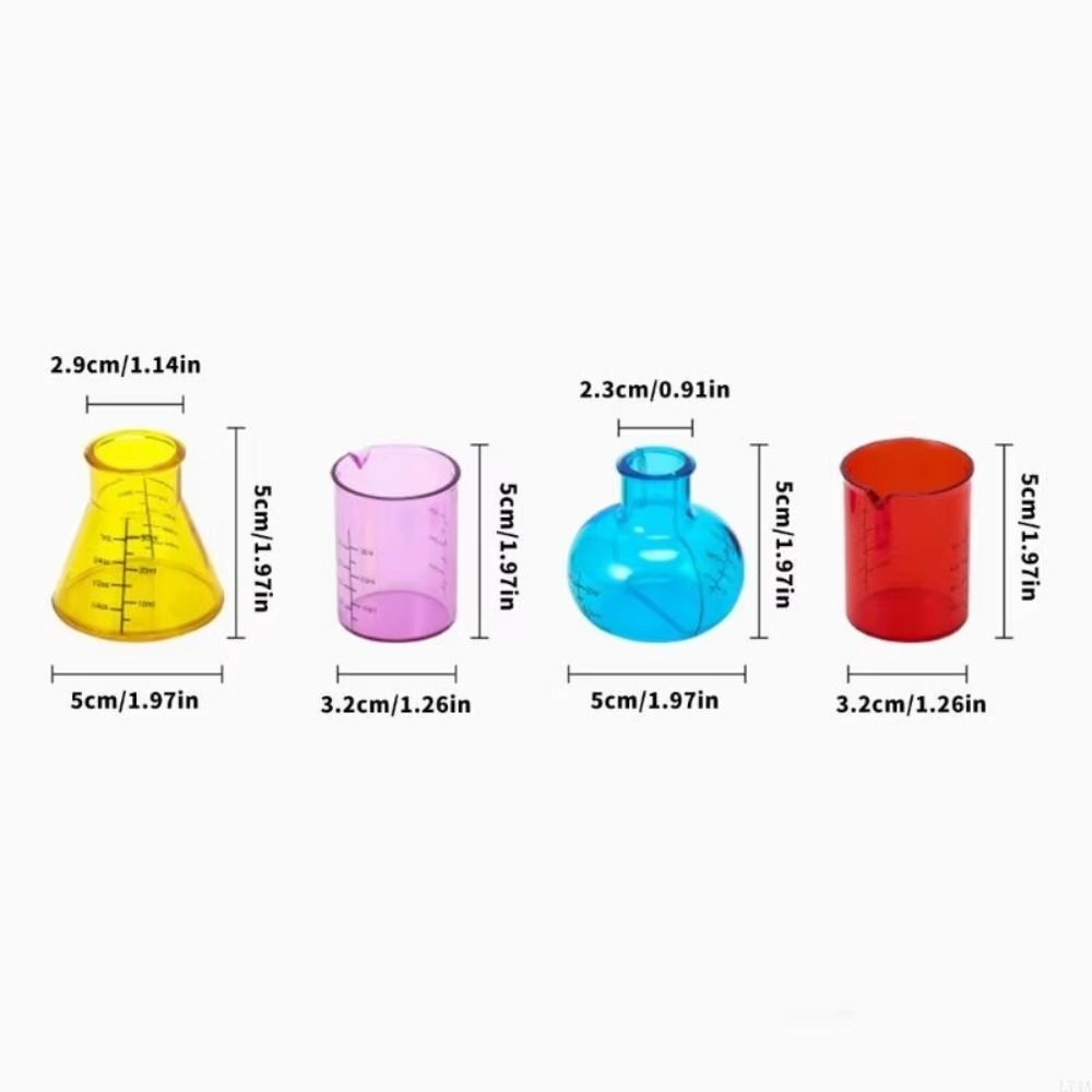 Educational Liquid Measure Tool 4 Colored Science Experiment Cups Mini Measuring Cups Kindergarten