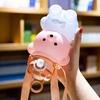 Милый градиентный мультяшный медведь соломенная чашка с ремешком герметичная многоразовая питьевая вода стакан для дома и офиса
