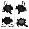 Gothic Bat Wing Plush Cat Ita Bag, Black Fuzzy Crossbody Backpack with Clear Window, Kawaii Dark Lolita Shoulder Bag