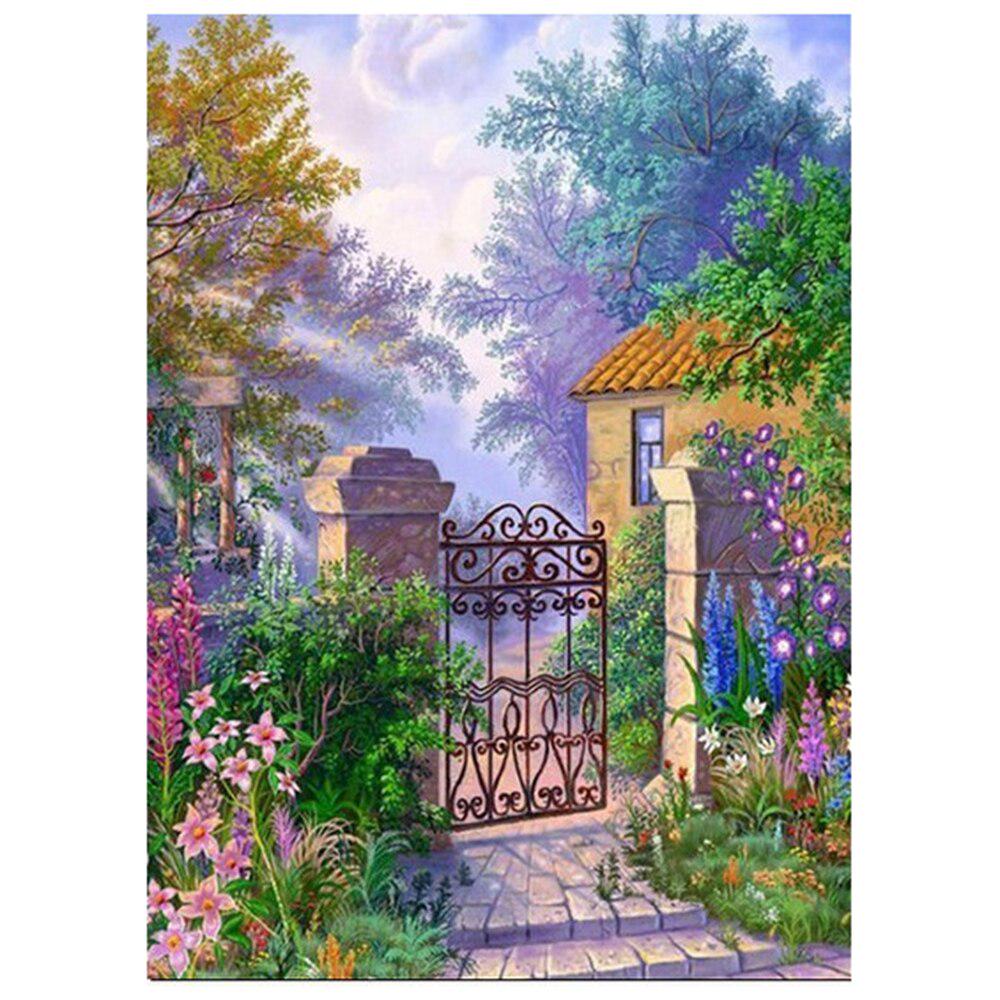 5d Diamond Painting Garden Scenery Picture Full Drill Circular Of Rhinestones Cross Stitch