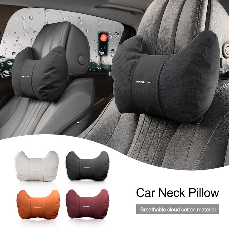 YHB3 For Mercedes Benz AMG W211 W203 W204 W210 W202 Car Headrest Neck Support Seat Auto Breathable Pillow Protector Neck Compatible