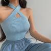 Summer New Hotties Sexy Cross-cut Halter Halter Tank Top Women's Crop Knit Top