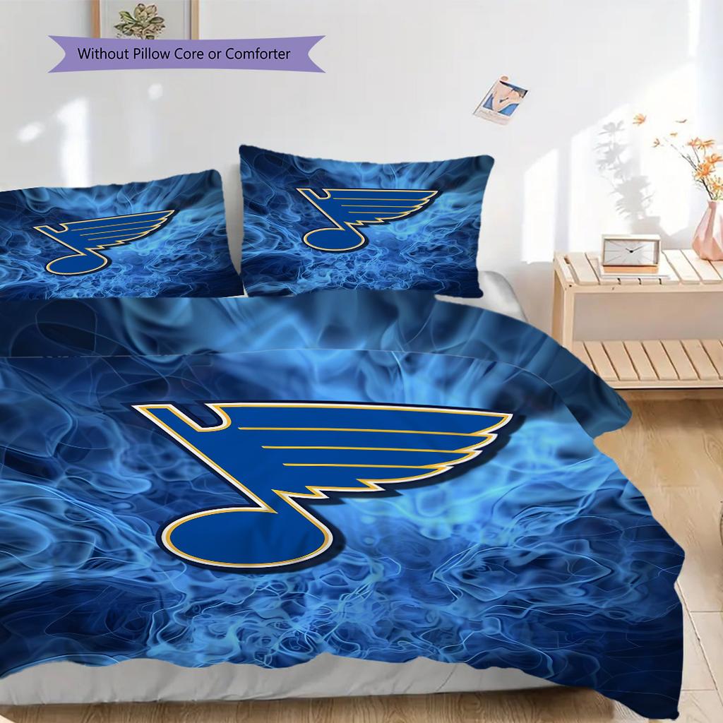 St. Louis Blues Pattern Bedding Quilt Set Quilt Cover Pillowcase Home Decoration Birthday Gift (1 * duvet cover + 2 * pillowcase, without core)