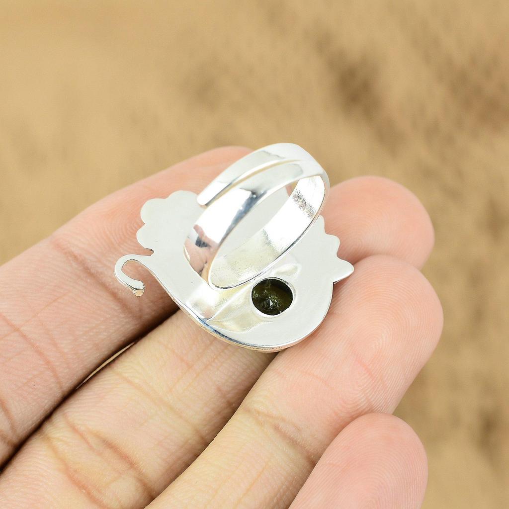 Natural Peridot 925 Silver Multi Stone Engagement Flower Daughter Promise Ring