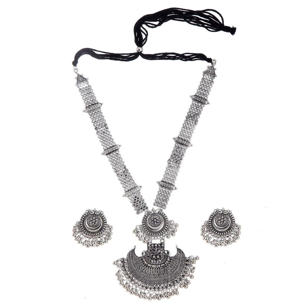 Shining Diva Fashion Последний стильный традиционный набор украшений из окисленного серебра для женщин