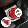 Новый двойной USB порт быстрая зарядка автомобильное зарядное устройство безопасность автомобильный декор розовый автомобиль украшения аксессуары блестки для девочек