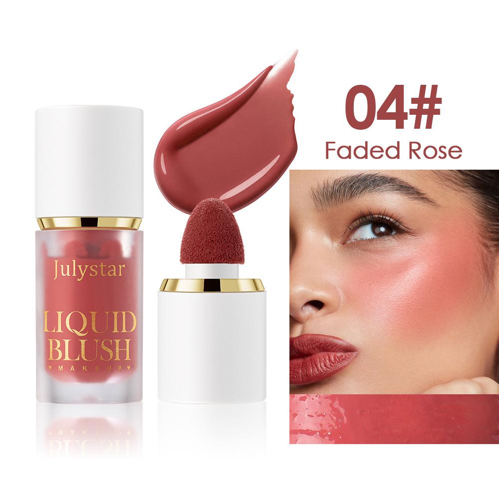 Julystar Liquid Blush Makeup with Cushion Applicator Matte & Dewy Face Blush Cream Long Lasting Lightweight Blusher Natural Looking Cheeks Tint Makeup