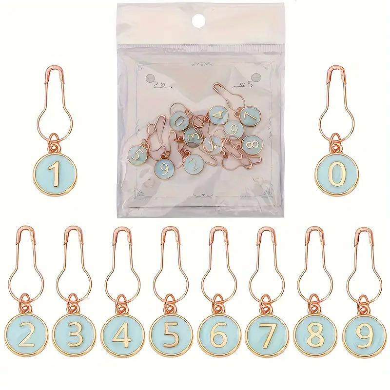 10-Pack Metal Sewing Supplies Organizer Enamel Numbered Embroidery Markers Crocheting Crochet and Knitting Tags Sewing Storage
