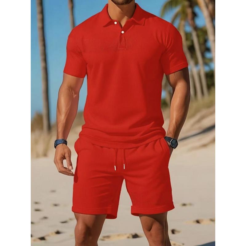 2025 Men's Versatile Summer Sports Two-Piece Set: Loose Short Sleeve Polo & Shorts