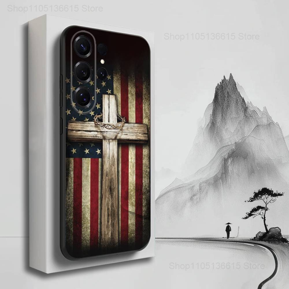 Cool Art Americans Flag Case For Samsung S10,Plus,S9,S22,S25,Ultra,S24,S21,S20,S23,FE,Lite,Soft Silicone Black