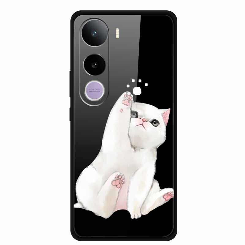 Glass Phone Case For Vivo Y400 5G Cartoon Animal Tempered Hard Back Cover For Vivo Y400 Case Coque Y 400 6.67" Soft Bumper Funda