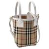 Burberry Винтажная сумка-ведро в клетку Бежевая Белая Кожаная Повседневная 80723481