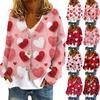 Women's Fashion Short Jacket Casual Long Sleeve Valentine's Day Printed Single Breasted Plush Top