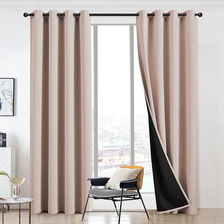 Prague Black Beni Curtains Full Blackout Short Curtain Finished Curtain Blackout Cloth