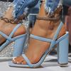 European & American Style Women's Sandals, Sizes 35-43, Thick Heel Strap High Heels for Summer