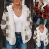 Nikitas Women's Fashion Classic Multicolor Plaid Hooded Cardigan Long Sleeve Coat