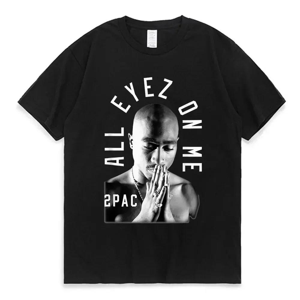 Rapper Tupac Tops Hip Hop Streetwear Vintage Y2k Tops Fashion Tshirt Print T Shirt Unisex Harajuku Casual Loose Tees Unisex