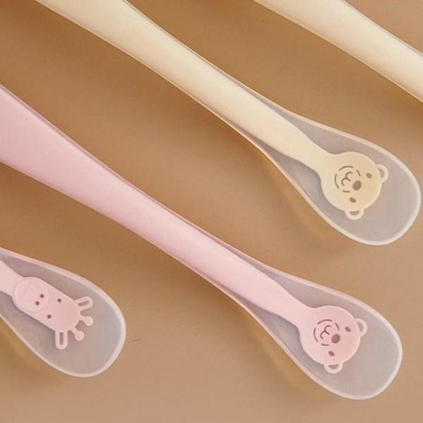 Fergie Animal Silicone Baby Food Spoon, 1 Piece, Bear Pink