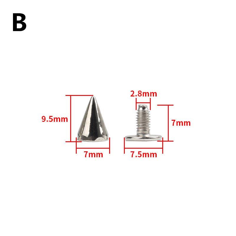 Fashion Luxury 10Sets Metal Punk Sharp Warhead Screw Rivets Studs Crafts Leather Belt Watchband Warhead Head Rivets Spikes Decor Nail Buckles